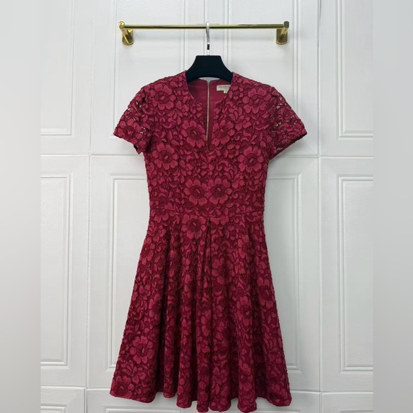 Burberry Dresses & Skirts - 🚩steal Authentic Burberry Floral Lace Midi Dress in Deep Red